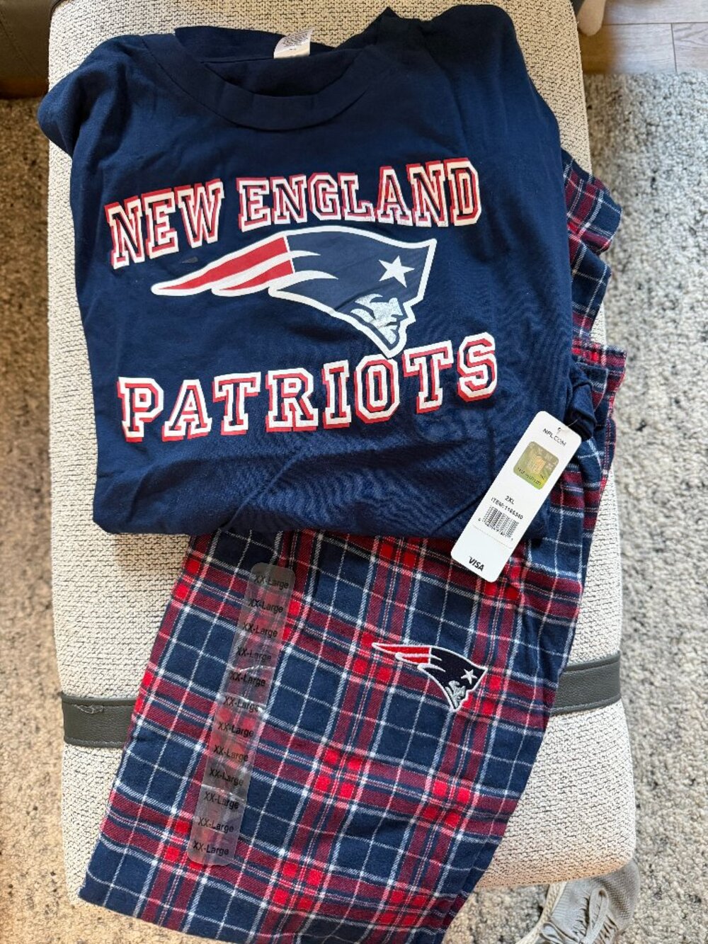 New England Patriots NFL Mens 2XL Flannel Pajama Lounge Set NEW